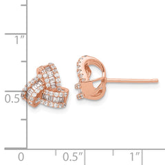 Rose Gold-plated Sterling Silver CZ Love Knot Post Earrings