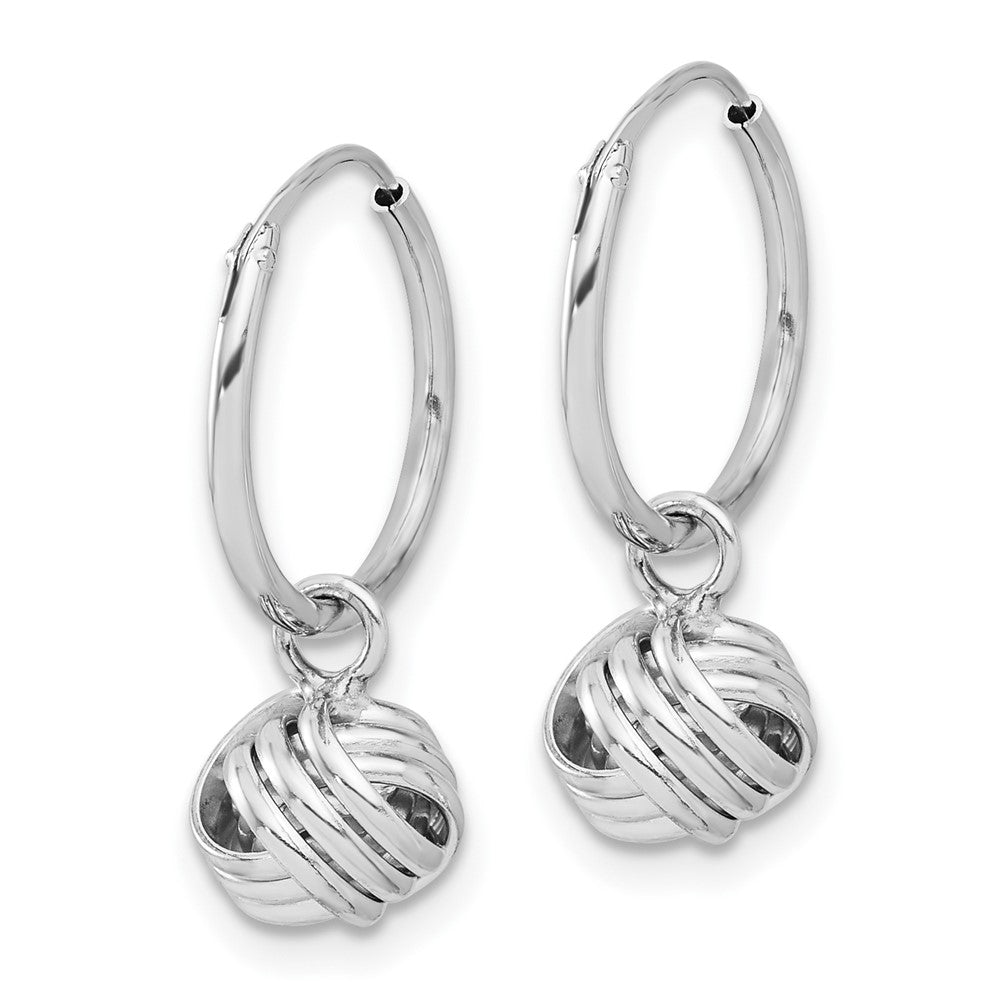 Rhodium-plated Sterling Silver Love Knot Dangle Eternity Hoop Earrings