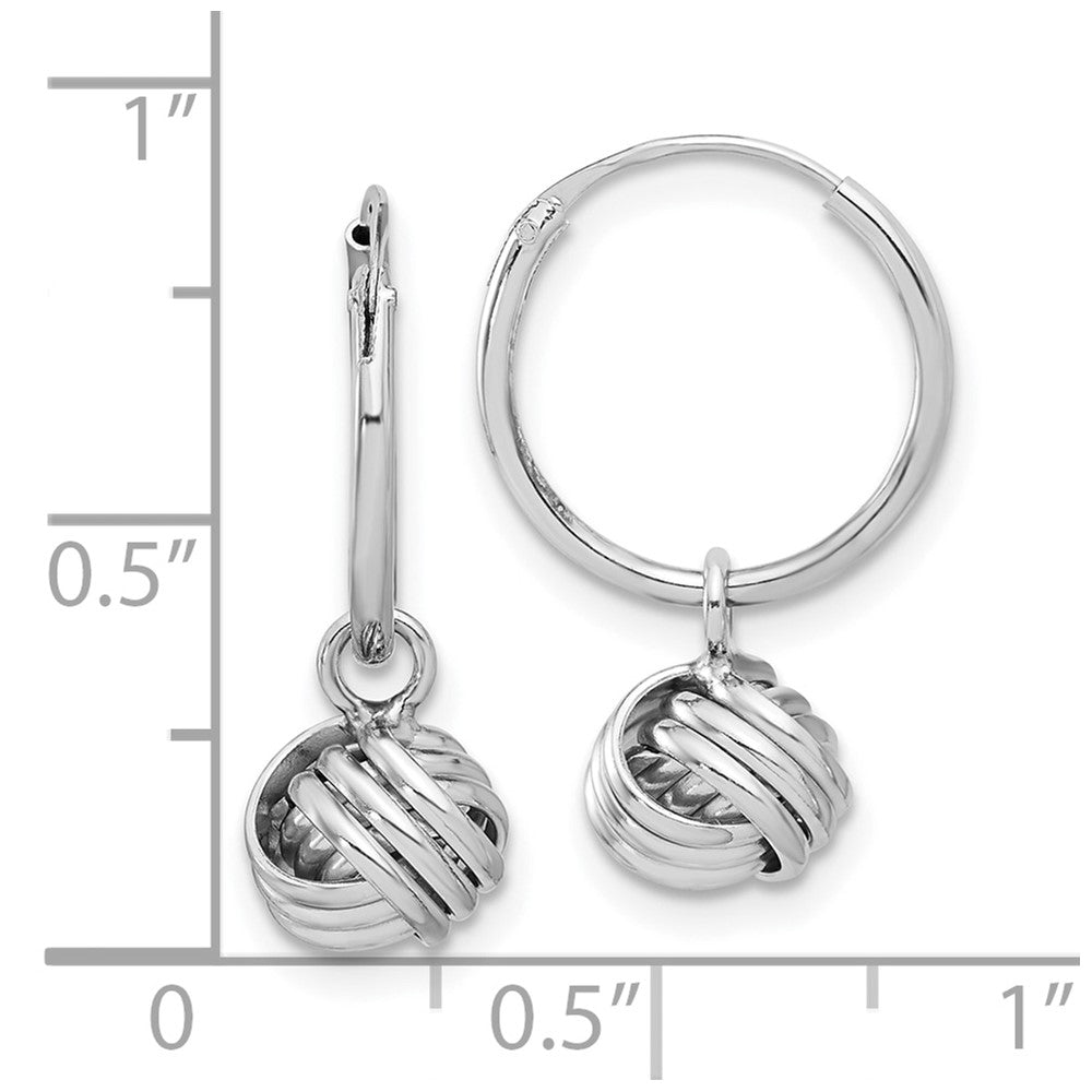 Rhodium-plated Sterling Silver Love Knot Dangle Eternity Hoop Earrings