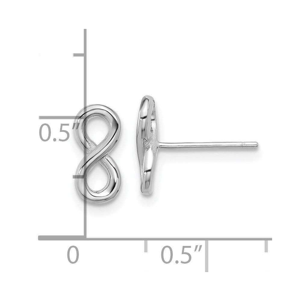 Rhodium-plated Sterling Silver Polished Infinity Post Earrings