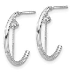Rhodium-plated Sterling Silver Lighting Bolt Dangle J-Hoop Post Earrings