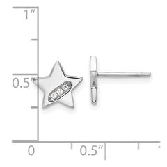 Rhodium-plated Sterling Silver CZ Star Post Earrings