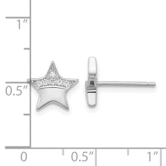Rhodium-plated Sterling Silver CZ Star Post Earrings