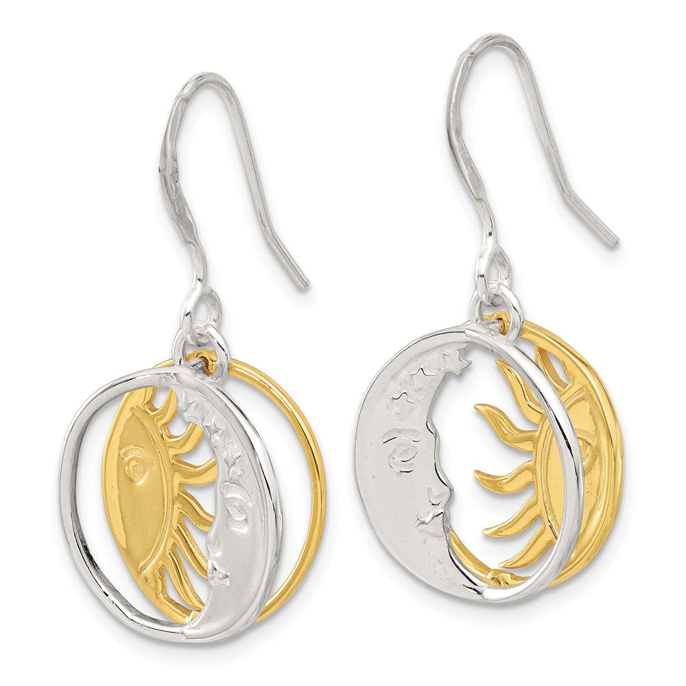 Sterling Silver & Yellow Gold-plated Sun and Moon Dangle Earrings
