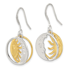 Sterling Silver & Yellow Gold-plated Sun and Moon Dangle Earrings