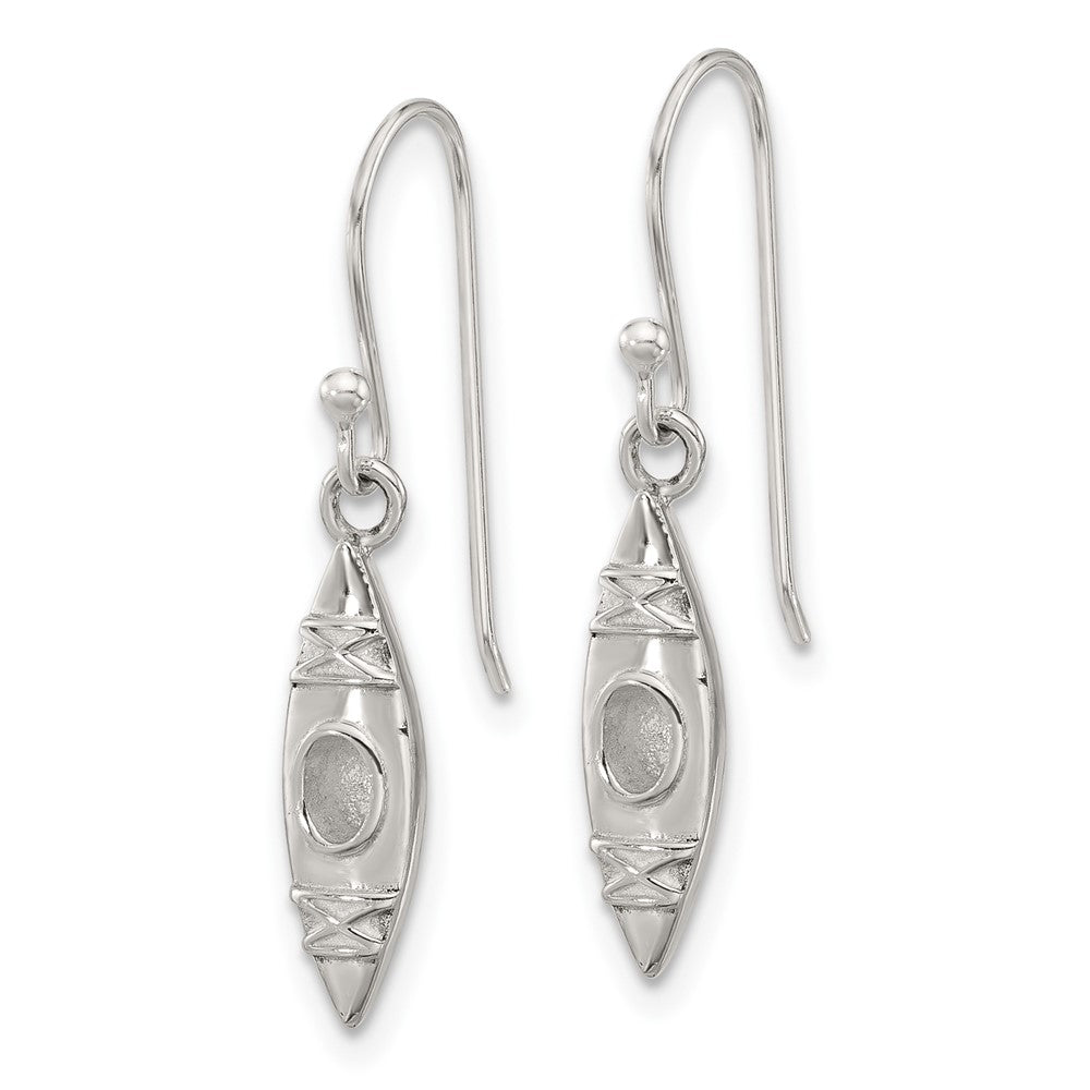 Sterling Silver Polished Canoe Kayak Dangle Earrings