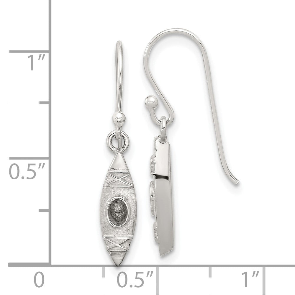 Sterling Silver Polished Canoe Kayak Dangle Earrings