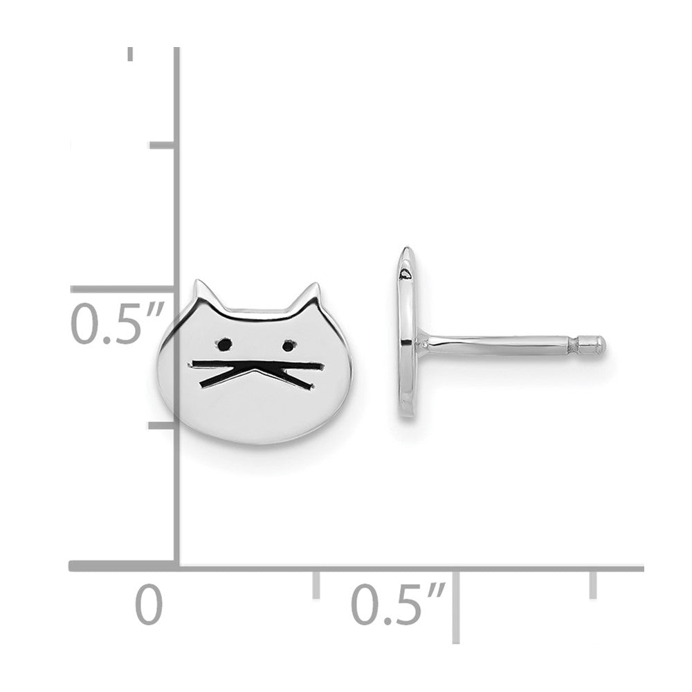 Sterling Silver Madi K Enamel Cat Face Post Earrings