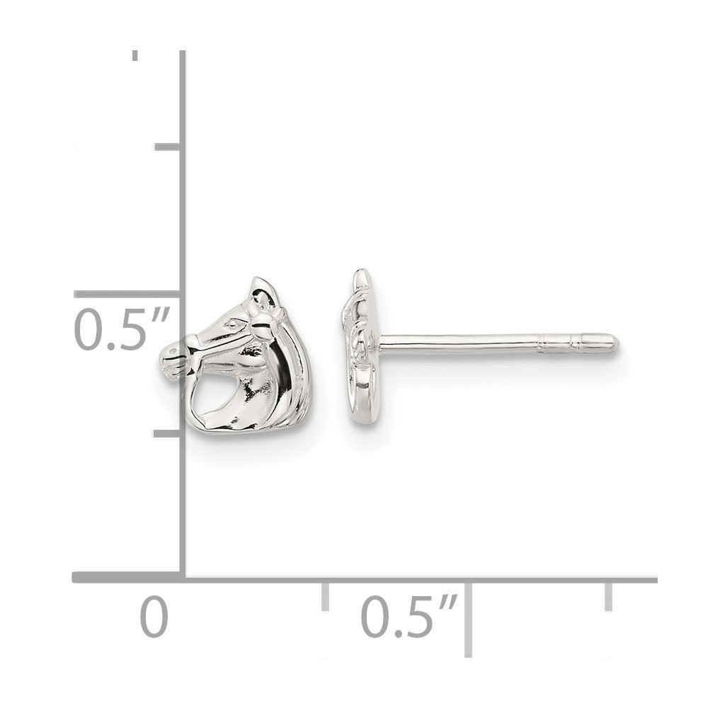 Sterling Silver E-coated Horse Post Earrings