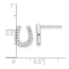 Sterling Silver E-Coating CZ Horseshoe Earrings