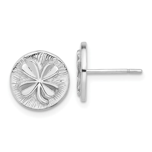 Sterling Silver Polished Textured Clover Post Earrings