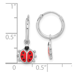 Sterling Silver Madi K Enamel Ladybug Hoop Earrings