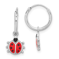 Sterling Silver Madi K Enamel Ladybug Hoop Earrings