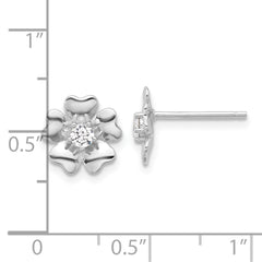 Rhodium-plated Sterling Silver CZ Flower Post Earrings