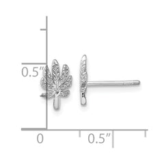 Rhodium-plated Sterling Silver Textured Leaf Post Earrings