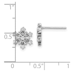 Rhodium-plated Sterling Silver CZ Snowflake Post Earrings