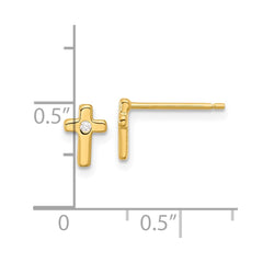 Yellow Gold-plated Sterling Silver CZ Cross Post Earrings