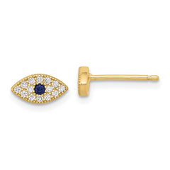 Yellow Gold-plated Sterling Silver CZ And Synthetic Blue Spinel Evil Eye Post Earrings