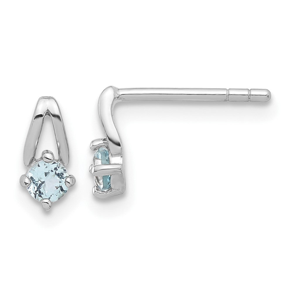 Sterling Silver Rhodium-plated .26ct Blue Topaz Post Earrings
