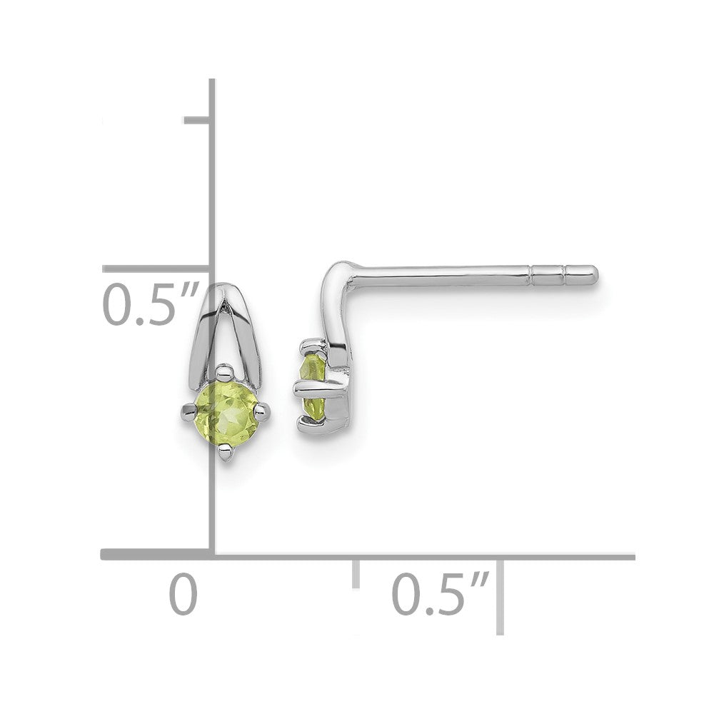 Sterling Silver Rhodium-plated .24ct Peridot Post Earrings