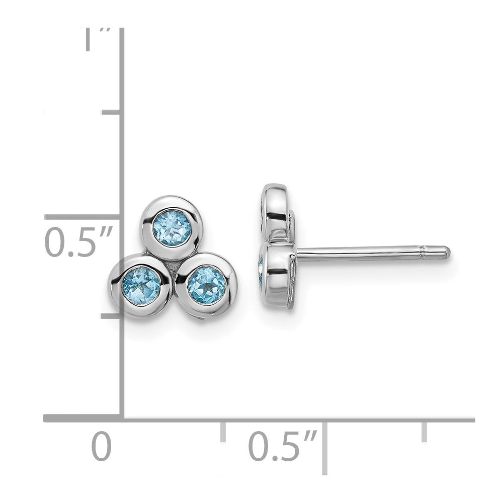 Rhodium-plated Sterling Silver Light Swiss Blue Topaz Post Earrings