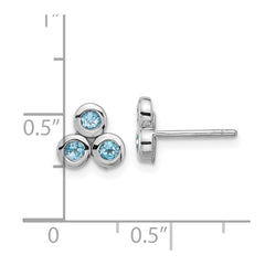 Rhodium-plated Sterling Silver Light Swiss Blue Topaz Post Earrings
