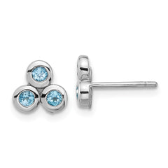 Rhodium-plated Sterling Silver Light Swiss Blue Topaz Post Earrings