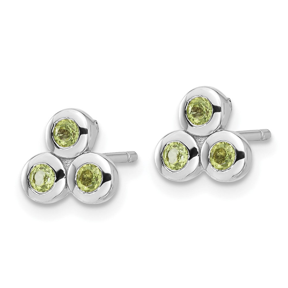Rhodium-plated Sterling Silver Peridot Post Earrings