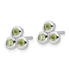 Rhodium-plated Sterling Silver Peridot Post Earrings