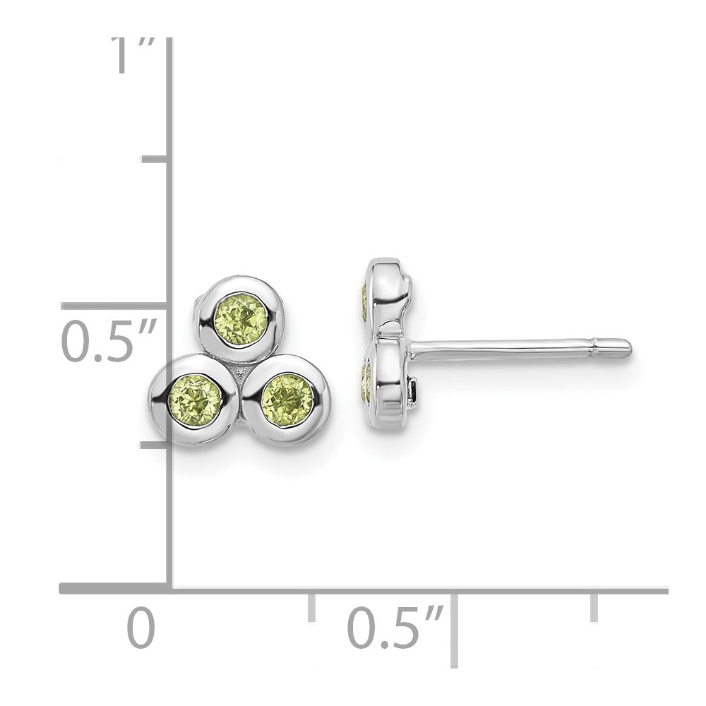 Rhodium-plated Sterling Silver Peridot Post Earrings