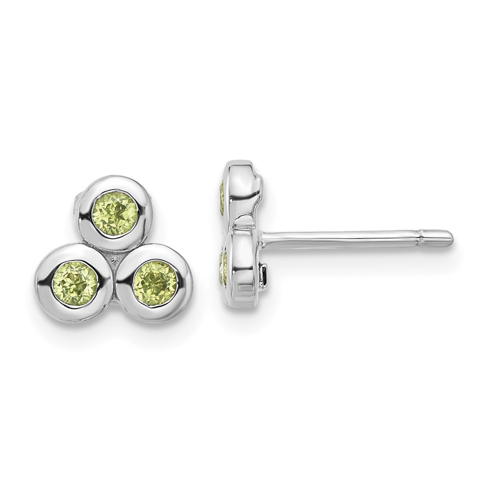 Rhodium-plated Sterling Silver Peridot Post Earrings