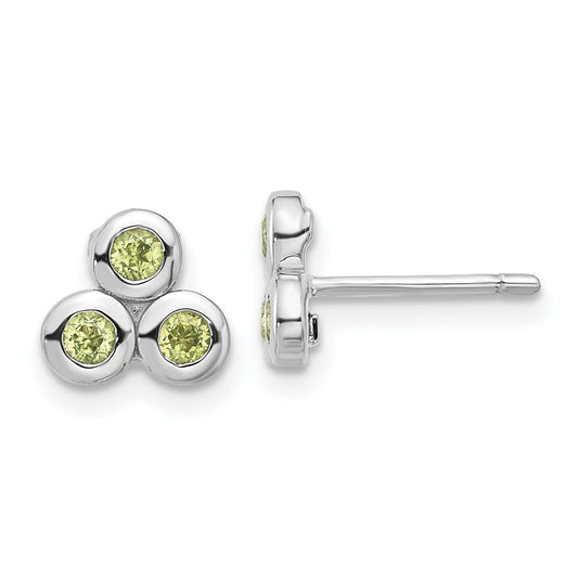 Rhodium-plated Sterling Silver Peridot Post Earrings