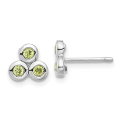 Rhodium-plated Sterling Silver Peridot Post Earrings