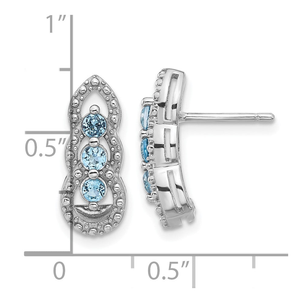 Rhodium-plated Sterling Silver Light Swiss Blue Topaz Post Earrings
