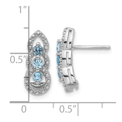 Rhodium-plated Sterling Silver Light Swiss Blue Topaz Post Earrings
