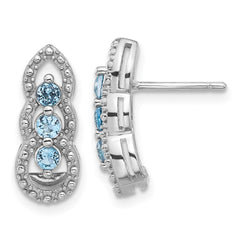 Rhodium-plated Sterling Silver Light Swiss Blue Topaz Post Earrings