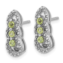 Rhodium-plated Sterling Silver Peridot Post Earrings