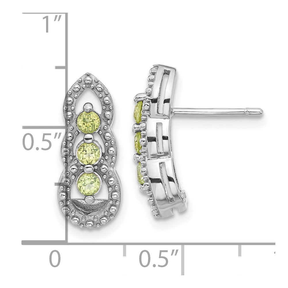 Rhodium-plated Sterling Silver Peridot Post Earrings