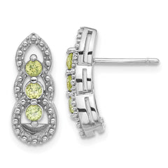 Rhodium-plated Sterling Silver Peridot Post Earrings