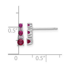 Sterling Silver .54ct Lab CrRuby .03ct Created White Sapphire Post Earrings