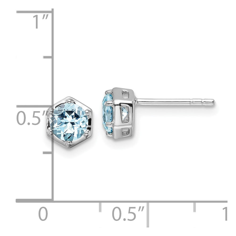 Rhodium-plated Sterling Silver Polished Sky Blue Topaz Post Earrings