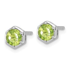 Rhodium-plated Sterling Silver Polished Peridot Post Earrings
