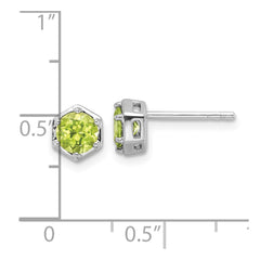 Rhodium-plated Sterling Silver Polished Peridot Post Earrings