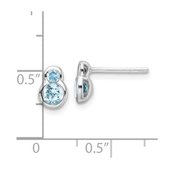 Rhodium-plated Sterling Silver Polished Swiss Blue Topaz Post Earrings