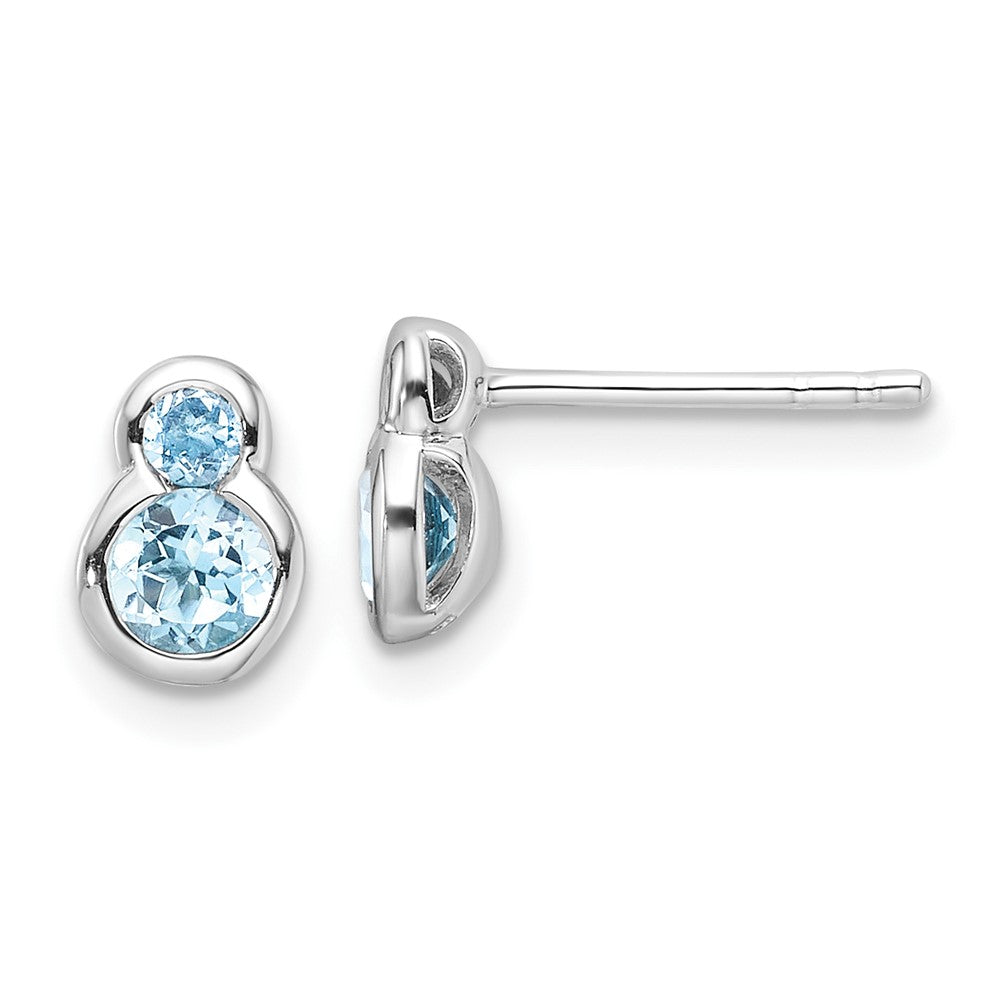 Rhodium-plated Sterling Silver Polished Swiss Blue Topaz Post Earrings