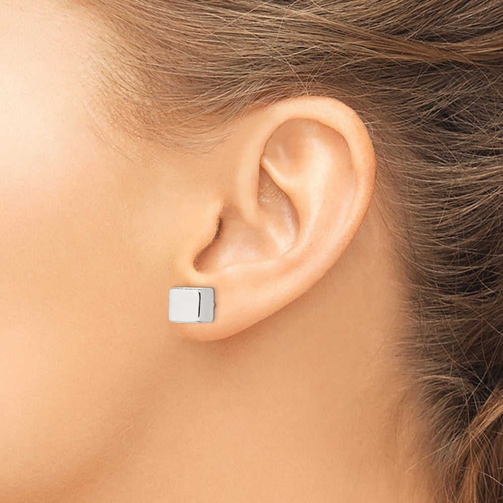 Sterling Silver Polished 8mm Square Cube Earrings