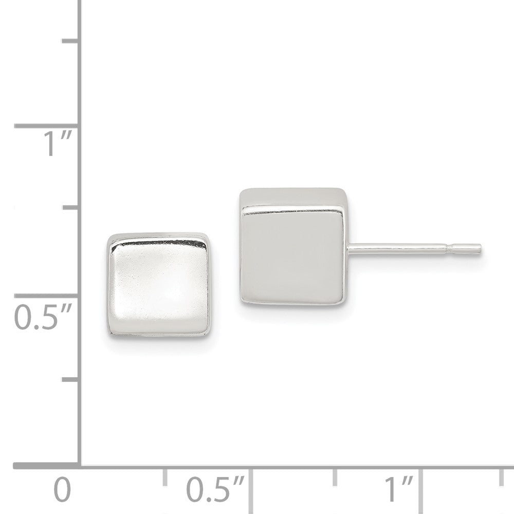 Sterling Silver Polished 8mm Square Cube Earrings