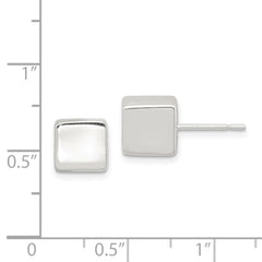 Sterling Silver Polished 8mm Square Cube Earrings