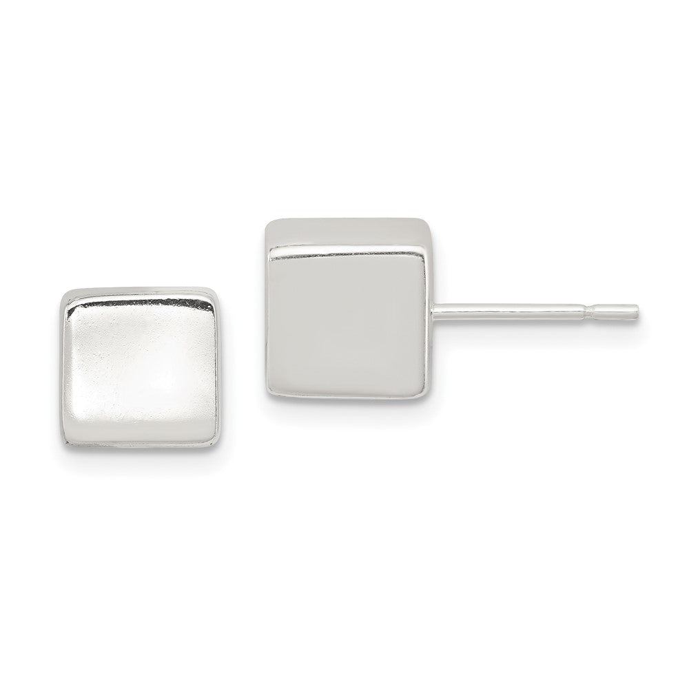 Sterling Silver Polished 8mm Square Cube Earrings