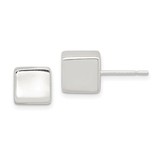 Sterling Silver Polished 8mm Square Cube Earrings